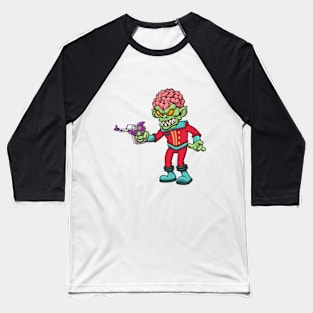 Evil Alien With Space Gun Baseball T-Shirt